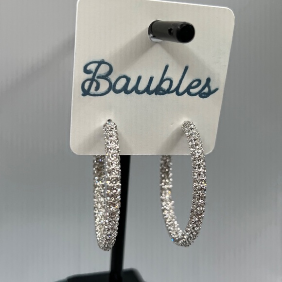 Baubles Encrusted Austrian Crystal Silver Hoop Earrings $12 EA or Bundle 3/$20 - Picture 6 of 8